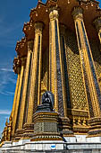 Bangkok Grand Palace,  Wat Phra Keow (temple of the Emerald Buddha). At the four corners of the Phra Mondop are stone Buddhas carved in the nineth century Javanese style. 